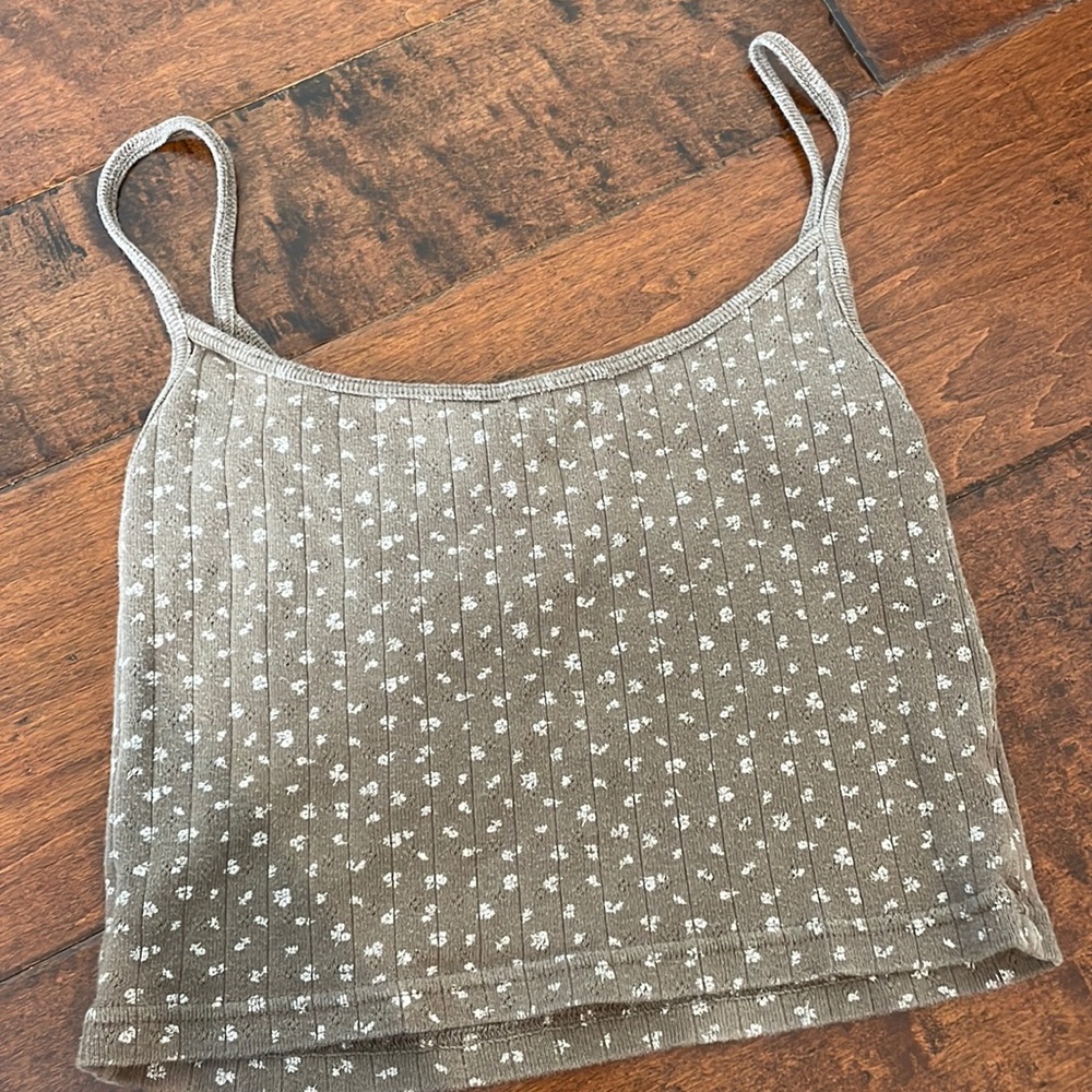 Brown and white crop top